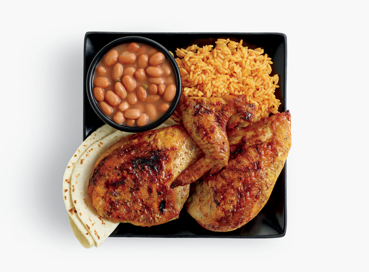 3-piece chicken meal with two sides, and tortillas